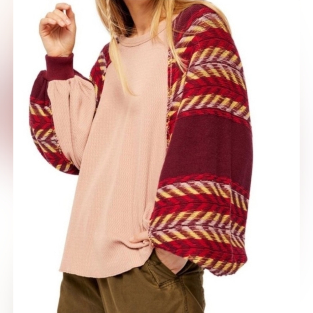 Free People We The Free Rainbow Dreams Arizona Sands Knit Pullover Top